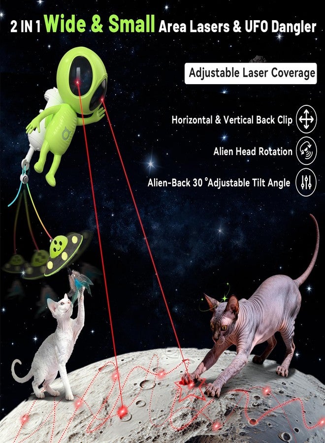 ORSDA Laser Cat Toys for Indoor Cats, 2 in 1 Interactive Automatic Dual Laser & Catnip UFO Dangler for Kitten Toys, Truly Random Trajectory Radar Motion-Activated, Rechargeable 4 Modes, Clamp Design - Image 2